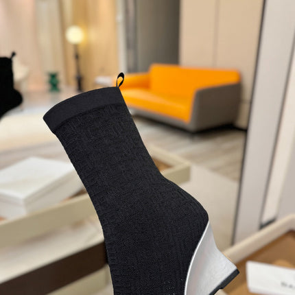 BALMAIN 26S BOOT 75 MM IN BLACK FLYKNIT
