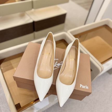 CHRISTIAN LOUBOUTIN 26S POINTED-TOE PUMPS 65 MM IN WHITE PATENT CALFSKIN