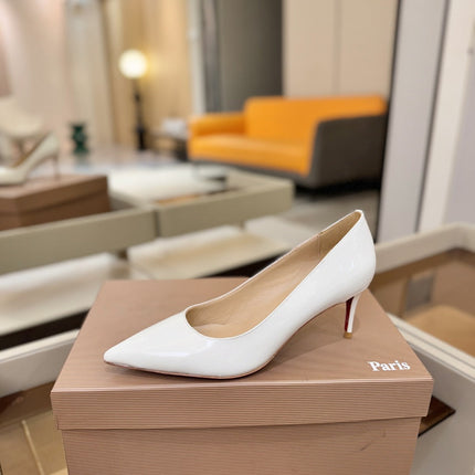 CHRISTIAN LOUBOUTIN 26S POINTED-TOE PUMPS 65 MM IN WHITE PATENT CALFSKIN