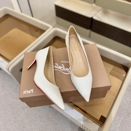 CHRISTIAN LOUBOUTIN 26S POINTED-TOE PUMPS 65 MM IN WHITE PATENT CALFSKIN