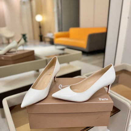 CHRISTIAN LOUBOUTIN 26S POINTED-TOE PUMPS 65 MM IN WHITE PATENT CALFSKIN
