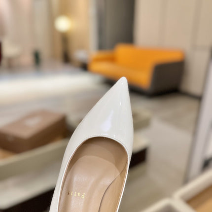 CHRISTIAN LOUBOUTIN 26S POINTED-TOE PUMPS 65 MM IN WHITE PATENT CALFSKIN