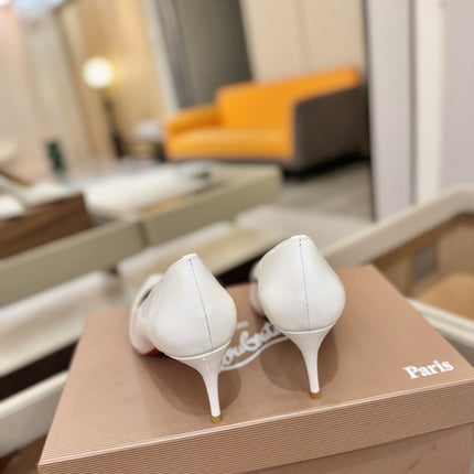 CHRISTIAN LOUBOUTIN 26S POINTED-TOE PUMPS 65 MM IN WHITE PATENT CALFSKIN