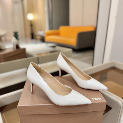 CHRISTIAN LOUBOUTIN 26S POINTED-TOE PUMPS 65 MM IN WHITE PATENT CALFSKIN