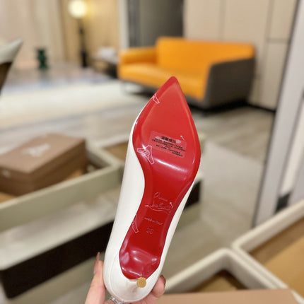 CHRISTIAN LOUBOUTIN 26S POINTED-TOE PUMPS 65 MM IN WHITE PATENT CALFSKIN