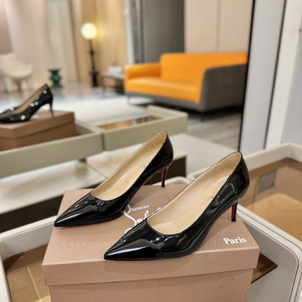 CHRISTIAN LOUBOUTIN 26S POINTED-TOE PUMPS 65 MM IN BLACK PATENT CALFSKIN