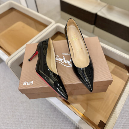 CHRISTIAN LOUBOUTIN 26S POINTED-TOE PUMPS 65 MM IN BLACK PATENT CALFSKIN