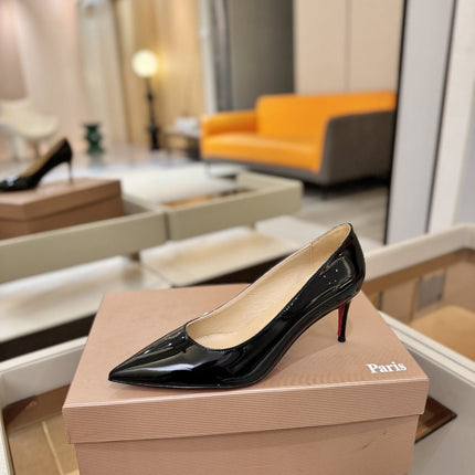 CHRISTIAN LOUBOUTIN 26S POINTED-TOE PUMPS 65 MM IN BLACK PATENT CALFSKIN