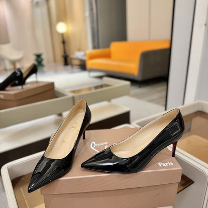 CHRISTIAN LOUBOUTIN 26S POINTED-TOE PUMPS 65 MM IN BLACK PATENT CALFSKIN