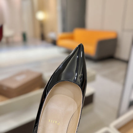 CHRISTIAN LOUBOUTIN 26S POINTED-TOE PUMPS 65 MM IN BLACK PATENT CALFSKIN