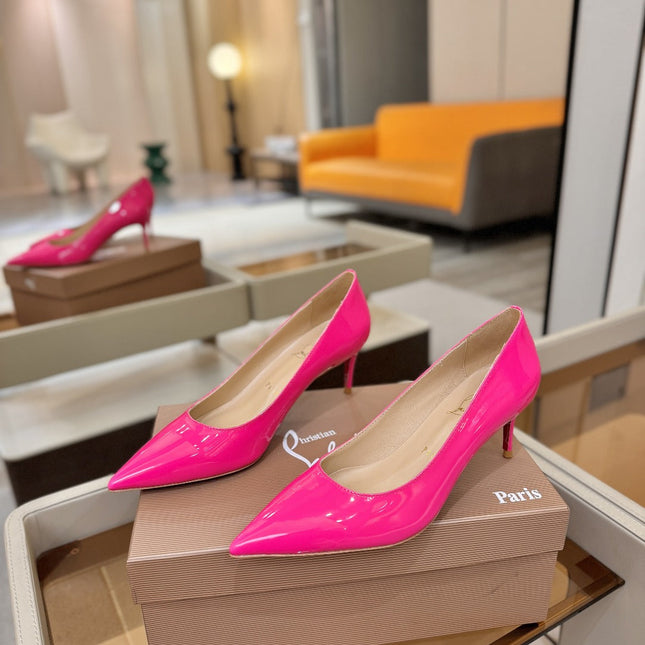 CHRISTIAN LOUBOUTIN 26S POINTED-TOE PUMPS 65 MM IN DARK PINK PATENT CALFSKIN