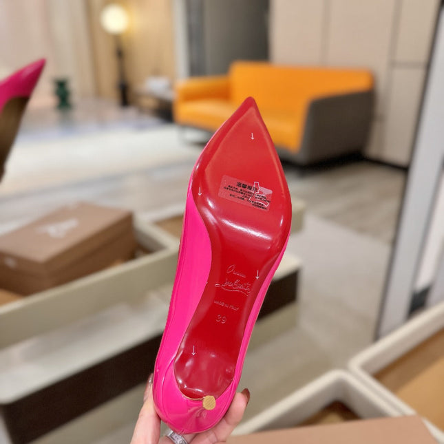 CHRISTIAN LOUBOUTIN 26S POINTED-TOE PUMPS 65 MM IN DARK PINK PATENT CALFSKIN