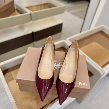 CHRISTIAN LOUBOUTIN 26S POINTED-TOE PUMPS 65 MM IN DARK RED PATENT CALFSKIN