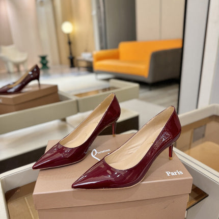 CHRISTIAN LOUBOUTIN 26S POINTED-TOE PUMPS 65 MM IN DARK RED PATENT CALFSKIN
