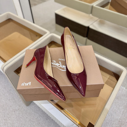 CHRISTIAN LOUBOUTIN 26S POINTED-TOE PUMPS 65 MM IN DARK RED PATENT CALFSKIN
