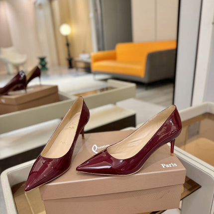 CHRISTIAN LOUBOUTIN 26S POINTED-TOE PUMPS 65 MM IN DARK RED PATENT CALFSKIN