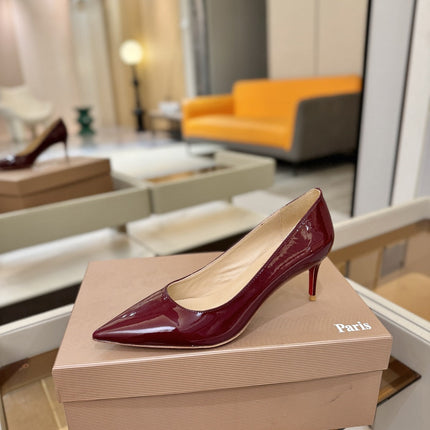 CHRISTIAN LOUBOUTIN 26S POINTED-TOE PUMPS 65 MM IN DARK RED PATENT CALFSKIN
