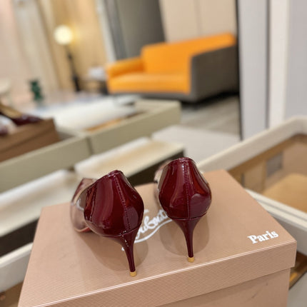 CHRISTIAN LOUBOUTIN 26S POINTED-TOE PUMPS 65 MM IN DARK RED PATENT CALFSKIN