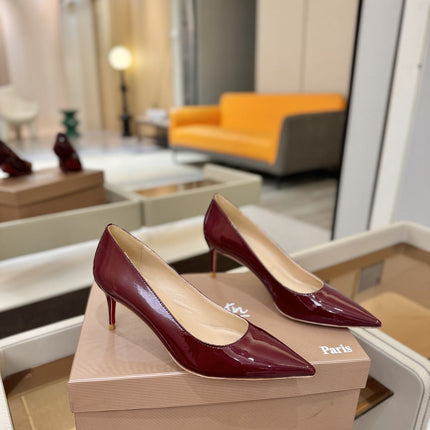 CHRISTIAN LOUBOUTIN 26S POINTED-TOE PUMPS 65 MM IN DARK RED PATENT CALFSKIN