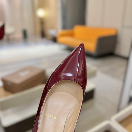 CHRISTIAN LOUBOUTIN 26S POINTED-TOE PUMPS 65 MM IN DARK RED PATENT CALFSKIN