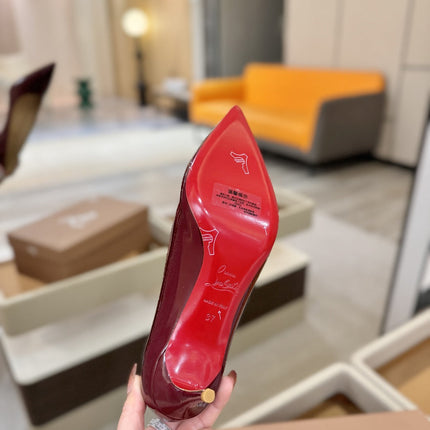 CHRISTIAN LOUBOUTIN 26S POINTED-TOE PUMPS 65 MM IN DARK RED PATENT CALFSKIN