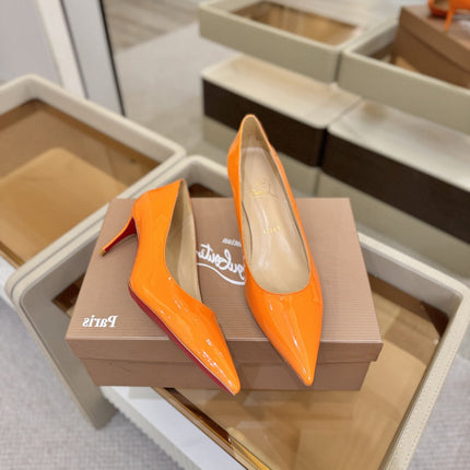 CHRISTIAN LOUBOUTIN 26S POINTED-TOE PUMPS 65 MM IN ORANGE PATENT CALFSKIN