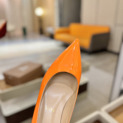 CHRISTIAN LOUBOUTIN 26S POINTED-TOE PUMPS 65 MM IN ORANGE PATENT CALFSKIN