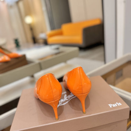 CHRISTIAN LOUBOUTIN 26S POINTED-TOE PUMPS 65 MM IN ORANGE PATENT CALFSKIN
