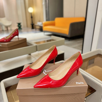 CHRISTIAN LOUBOUTIN 26S POINTED-TOE PUMPS 65 MM IN RED PATENT CALFSKIN