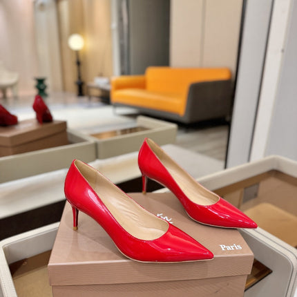 CHRISTIAN LOUBOUTIN 26S POINTED-TOE PUMPS 65 MM IN RED PATENT CALFSKIN