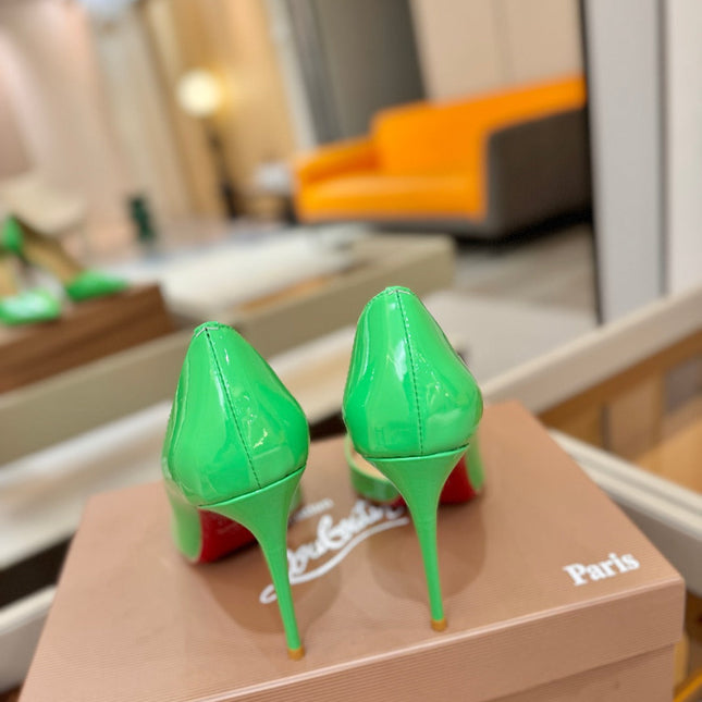 CHRISTIAN LOUBOUTIN 26S POINTED-TOE PUMPS 65 MM IN GREEN PATENT CALFSKIN