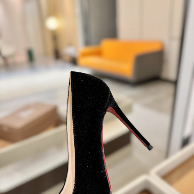CHRISTIAN LOUBOUTIN 26S PUMP HEELS 105 MM IN BLACK VELVET