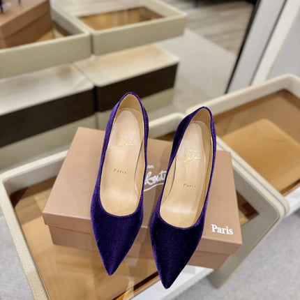 CHRISTIAN LOUBOUTIN 26S PUMP HEELS 105 MM IN DARK PURPLE VELVET
