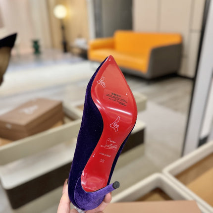 CHRISTIAN LOUBOUTIN 26S PUMP HEELS 105 MM IN DARK PURPLE VELVET