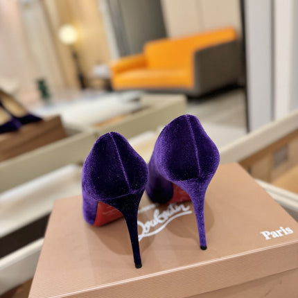 CHRISTIAN LOUBOUTIN 26S PUMP HEELS 105 MM IN DARK PURPLE VELVET