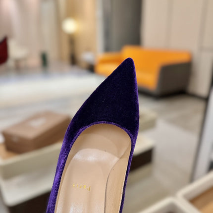 CHRISTIAN LOUBOUTIN 26S PUMP HEELS 105 MM IN DARK PURPLE VELVET