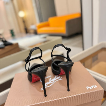 CHRISTIAN LOUBOUTIN 26S JENLOVE HEEL SLINGBACKS 105 MM IN BLACK CALFSKIN