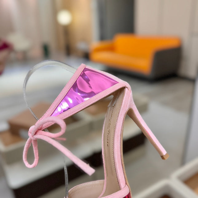 GIANVITO ROSSI 26S HEELS 105 MM IN LIGHT PINK SUEDE AND METALLIC PINK CALFSKIN