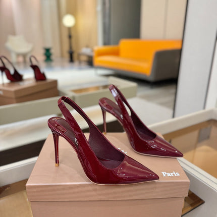 CHRISTIAN LOUBOUTIN 26S SLINGBACK HEELS 105 MM IN DARK RED PATENT CALFSKIN