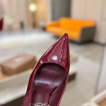 CHRISTIAN LOUBOUTIN 26S SLINGBACK HEELS 105 MM IN DARK RED PATENT CALFSKIN