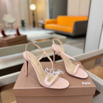 CHRISTIAN LOUBOUTIN 26S ROSA Z HIGH-HEEL SANDALS 105 MM IN LIGHT PINK LAMBSKIN