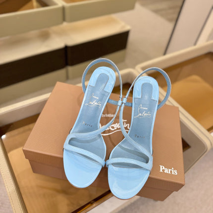CHRISTIAN LOUBOUTIN 26S ROSA Z HIGH-HEEL SANDALS 105 MM IN SKY BLUE LAMBSKIN