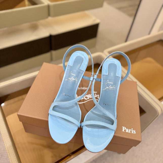 CHRISTIAN LOUBOUTIN 26S ROSA Z HIGH-HEEL SANDALS 105 MM IN SKY BLUE LAMBSKIN