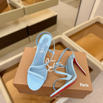 CHRISTIAN LOUBOUTIN 26S ROSA Z HIGH-HEEL SANDALS 105 MM IN SKY BLUE LAMBSKIN