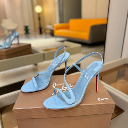 CHRISTIAN LOUBOUTIN 26S ROSA Z HIGH-HEEL SANDALS 105 MM IN SKY BLUE LAMBSKIN