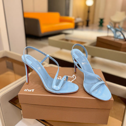 CHRISTIAN LOUBOUTIN 26S ROSA Z HIGH-HEEL SANDALS 105 MM IN SKY BLUE LAMBSKIN