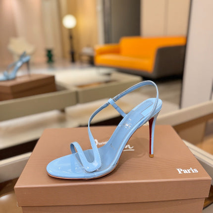 CHRISTIAN LOUBOUTIN 26S ROSA Z HIGH-HEEL SANDALS 105 MM IN SKY BLUE LAMBSKIN