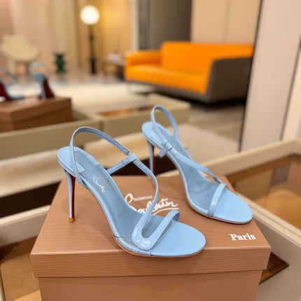 CHRISTIAN LOUBOUTIN 26S ROSA Z HIGH-HEEL SANDALS 105 MM IN SKY BLUE LAMBSKIN