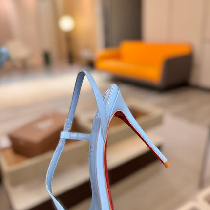 CHRISTIAN LOUBOUTIN 26S ROSA Z HIGH-HEEL SANDALS 105 MM IN SKY BLUE LAMBSKIN
