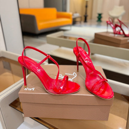CHRISTIAN LOUBOUTIN 26S ROSA Z HIGH-HEEL SANDALS 105 MM IN RED LAMBSKIN